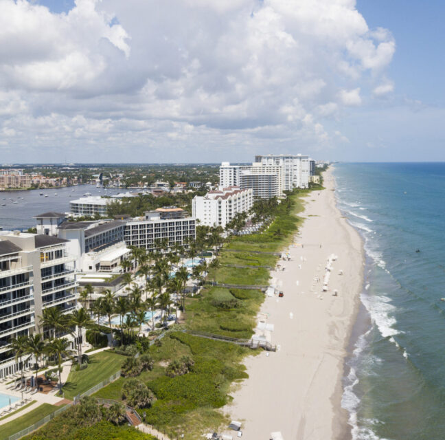 Boca Raton beach and ocean from above
