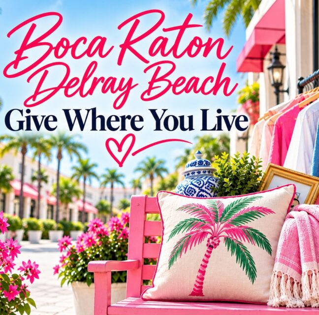 Donated clothing and household goods displayed outside a Boca Raton resale shop