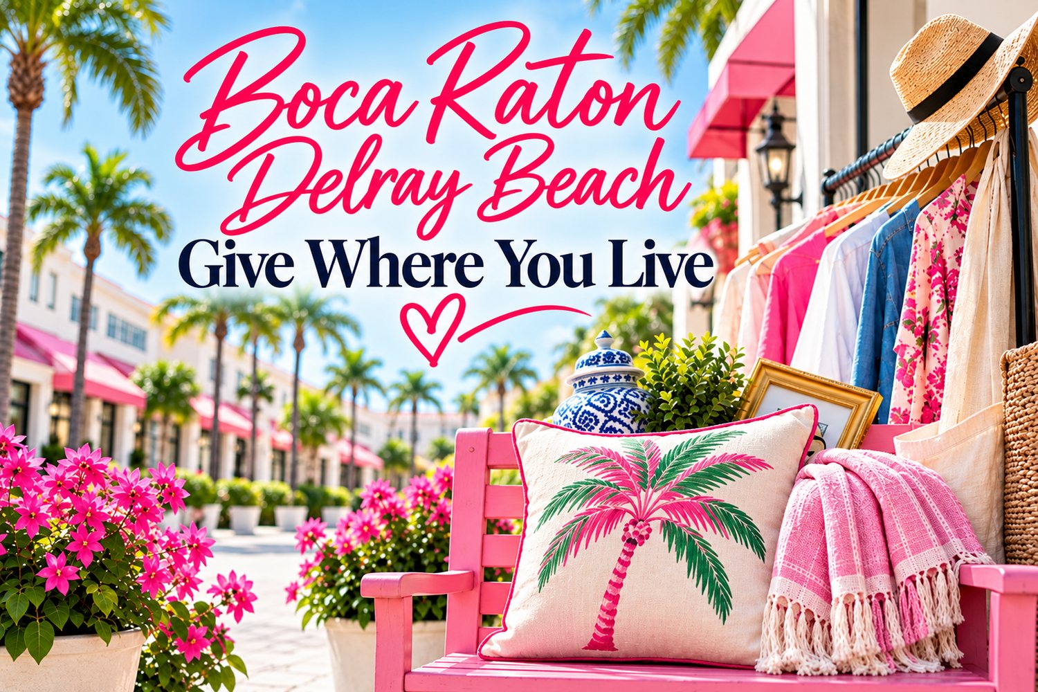 Donated clothing and household goods displayed outside a Boca Raton resale shop