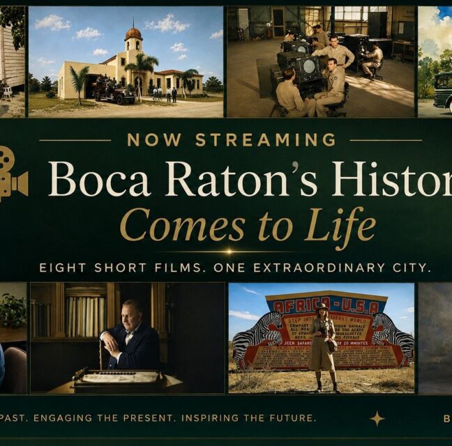 Now Streaming promotion for the Boca Raton Historical Society film series